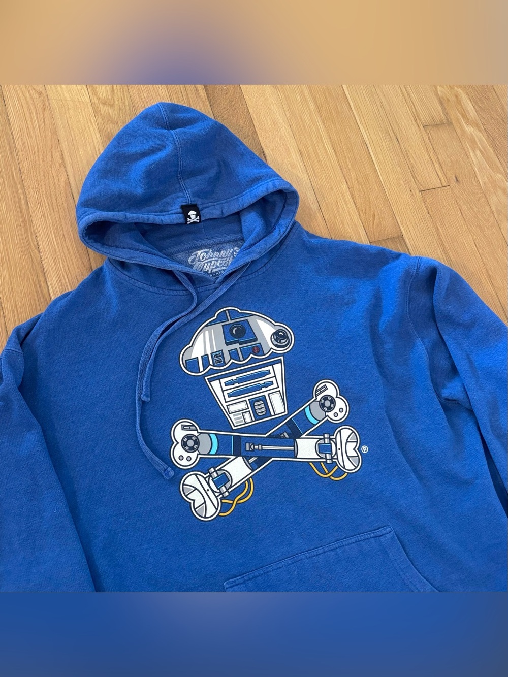 Johnny Cupcakes Star Wars R2D2 Hoodie Mens XL Blue Pullover Sweatshirt Disney